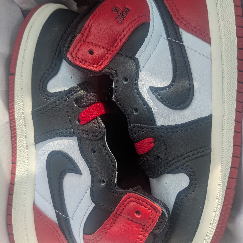 Kids Jordan Red and Black Sneakers